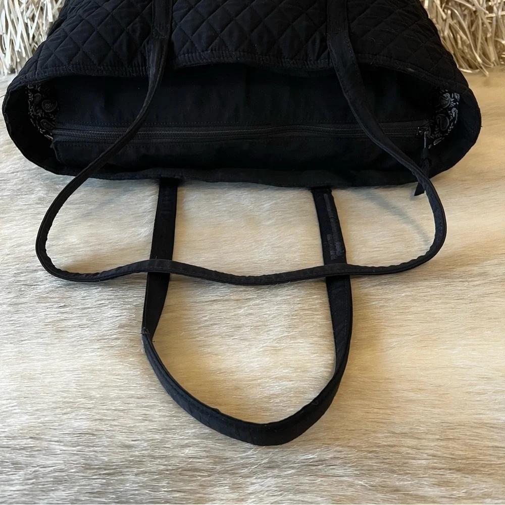 VERA BRADLEY Iconic Microfiber Baby Diaper Bag Black Paisley Interior Tote